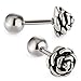 Cottvott Flowers Surgical Steel Earrings Studs for Womens Gold Black (18G(1mm) post,Silver Color)