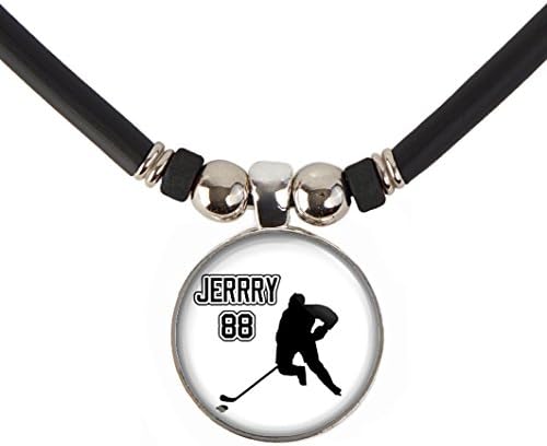 Hockey Charm Pendant Necklace- Unisex Hockey Pendant Jewelry - Customized Hockey Necklace with Name and Number- Perfect fo Hockey Players, Hockey Moms, Hockey Teams and Coaches