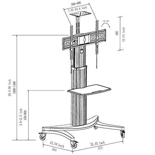 Loctek P2 Mobile TV Floor Cart for LCD LED Plasma Flat Panels Stand with Wheels Mobile fits 32''-70''
