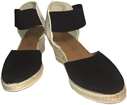 Sheridan Mia Women's Iman Low Wedge Ankle Strap Espadrille (39M, Black)