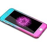 iPhone 5S Case, MAGGICWEI-DL® Full Body Coverage Ultra-thin Hard Hybrid Plastic with [Slim Tempered Glass Screen Protector] Protective Case Cover & Skin for Apple iPhone 5/5S/SE (Blue/Purple)