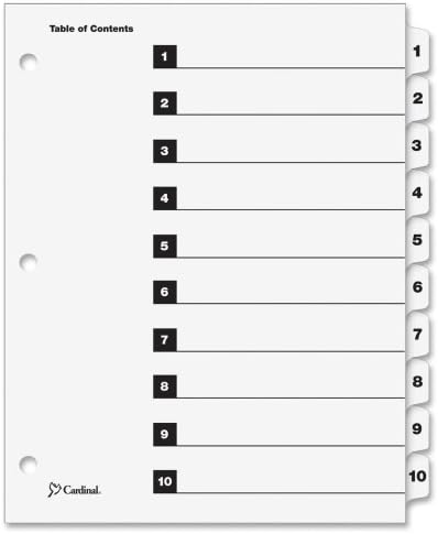 Wholesale CASE of 25 - Cardinal OneStep Numbered Index System-One Step Index System, Numbered 1-10, 10 Tabs, Clear