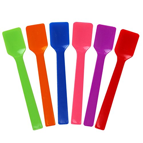 Click Here to See More Images Solid Mixed Plastic Gelato Spoons - 6 Color Disposable Tasting Spoons - Mini Shovel Spoons for Sampling Yummy Desserts, Foods & Ice Cream - Fast Shipping - Frozen Dessert Supplies - 3,000 Count