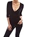 PattyBoutik V Neck Ruched 3/4 Sleeve Double Layers Blouse