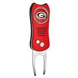 Team Golf NCAA Georgia Bulldogs Switchfix Divot Tool with Double-Sided Magnetic Ball Marker, Features Patented Single Prong Design, Causes Less Damage to Greens, Switchblade Mechanism