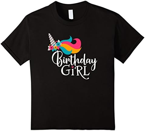 Kids Unicorn Birthday Girl party favor Gift Pony Girls T-Shirt 4 Black