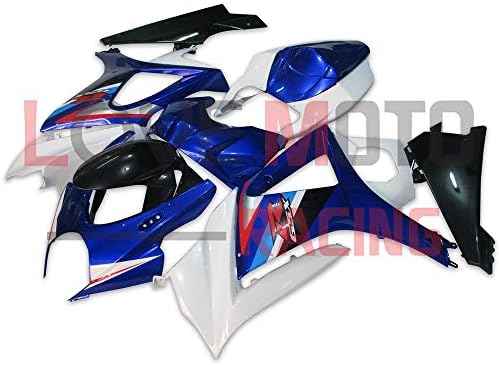 LoveMoto Fairings for GSXR1000 GSXR 1000 2007 2008 K7 07 08 GSX R1000 K7 ABS Injection Mold Plastic Motorcycle Fairing Set Kits Blue White
