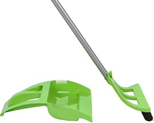 WISPsystem Telescoping Broom and Dustpan with WISPaway Hanger and Electrostatic Bristle Seal Technology (Green)