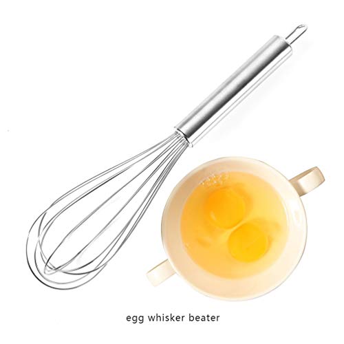 Set of 3 Whisk 8 Inch +10 Inch +12 Inch, Kitchen Balloon Hand Stainless Whisk Set for Blending Whisking Beating Stirring - Thumbnail 2