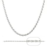 925 Sterling Silver Italian 1.2MM Diamond Cut Rope Chain Sturdy Necklace - With Extra Clasp