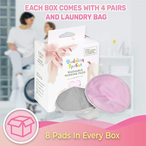Anti-Split Highly Absorbent Reusable Nursing Pads (8-Pack) Contoured Shape, Fits Breast All Shapes & Sizes Comes with Laundry Bag