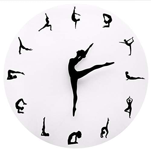 LLLYZZ Yoga Postures Wall Clock GYM Fitness Flexible Girl Silent Modern Clock Watch Home Decor Meditation Decor Yoga Relax Gift