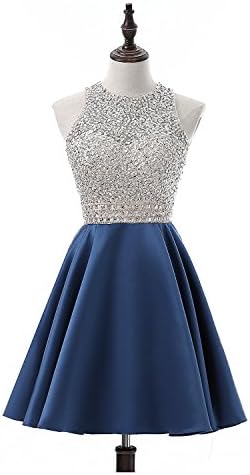 LovingDress Prom Dresses 2017 Satin Beaded Bodice A Line Long Dresses Size 0 US Style-Dark Navy