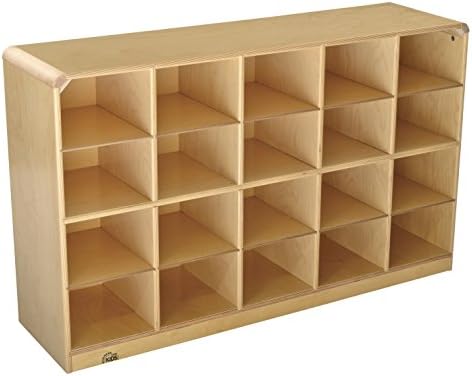 Korners for Kids 1335321 Mobile Cubby with 20-Tray Capacity, Birch, 47-3/4" x 13" x 30", Natural Wood Tone