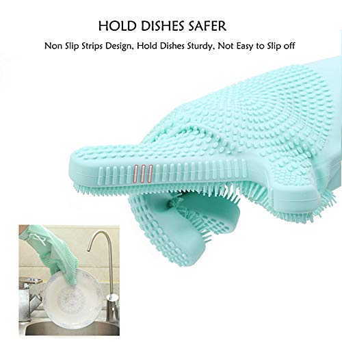 Silicone Magic Dishwashing Gloves with Scrubber, Latex Free Scrub Cleaning Gloves |Reusable Rubber|BPA Free| Multi-use for Restaurant/Kitchen/Bathroom/Toilet/Car Wash/Pet Hair Care Dog Grooming