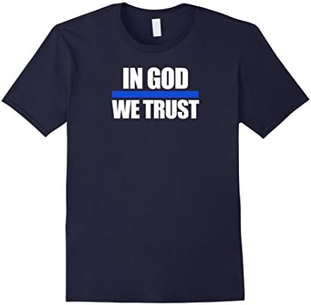 Mens In God We Trust Thin Blue Line Support T-Shirt Medium Navy