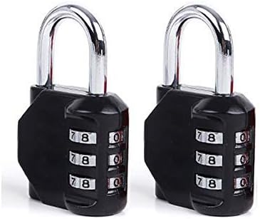 donjonPadlock,2 Pack Combination Lock 3 Digit Padlock for Gym,Outdoor&School Locker,Fence,Hasp and Storage(Black)