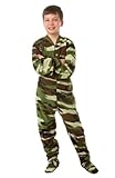 Big Feet Pjs Kids Green Camo Fleece Boys Footed Pajamas Onesie Sleeper
