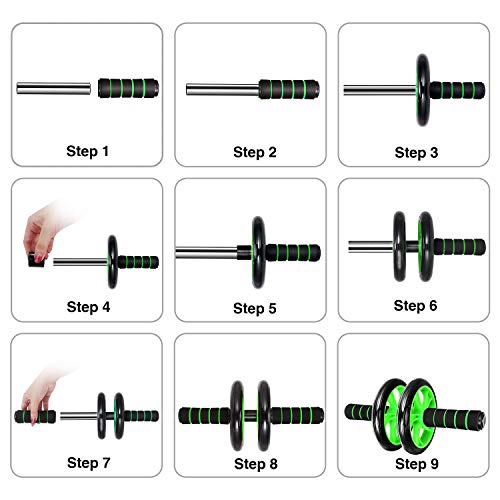 Wesoke Ab Wheel Roller, Professional Abdominal Fitness Equipment with Soft Knee Pad for Home Gym Office Boxing Exercise, Ab Crunch Machine with Anti-Slip Handles for Men Women Beginners (Green)