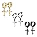 Paxuan Mens Womens Silver Gold Black Surgical Stainless Steel Hoop Huggie Earrings Cross Drop Dangle Earrings Set Hypoallergenic (3 Pairs)