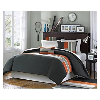 Amazon.com: 3 Piece Twin XL Orange Olive Green Striped