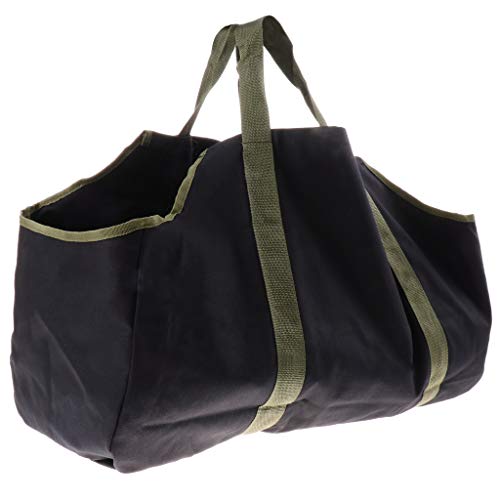 SM SunniMix Heavy Duty Log Tote Bag with Handles Best Canvas Bag for Carrying Wood for Your Fireplace