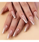 Senvenski Press On Nails 24pcs Fake Nails Medium Coffin Ombre Pink Acrylic Nails with Nail Glue f...