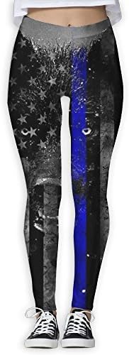 JINYIPI Yoga Pants Blue Thin Line Women's Full-Length Running Workout Leggings