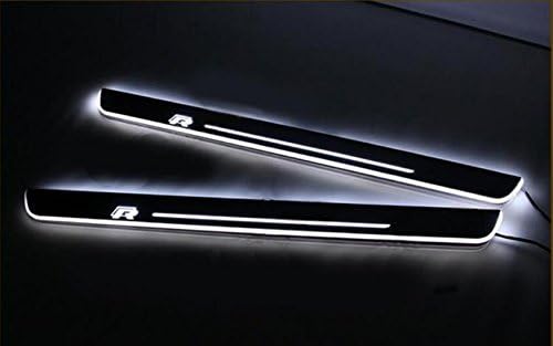 LQYAUTO 2pcs Car Styling Welcome Pedal LED Flash Door Sills Moving Scuff Plate Light Panel Front Door For VW Scirocco R 2009-2015 White Color Light
