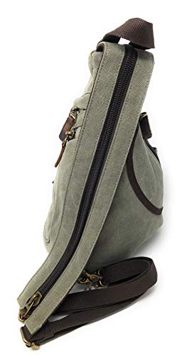Nickanny's Conceal Carry Purse Multi Pocket Backpack Sling -Water Repellent Canvas for Women, Girls or Men-Unisex-Crossbody Convertible-Photography Rucksack Bag (Green Sling)