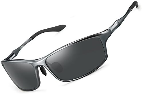 SOXICK Adjustable Metal Frame Polarized Driving Sunglasses for Men Womens Driver Glasses Black Lens