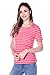 Bearsland Maternity Women's Striped Short Sleeves Maternity Nursing Top Pink Size M