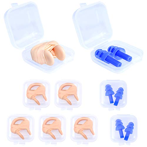 Meetory 9 Pieces Waterproof Silicone Swimming Earplugs Nose Clip Plugs Clips for Adults Kids,Protect Your Ears Nose Swimming