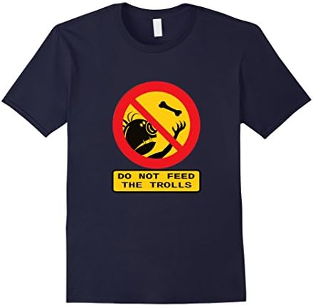 Mens Do Not Feed The Trolls T-Shirt Large Navy