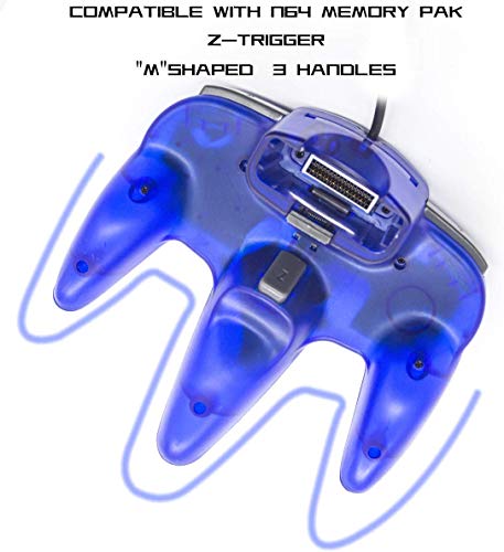 Wired Controller for Nintendo 64 N64 Console, Upgraded Joystick Classic Video Game Gamepad（Clear Green and Clear Blue,Pack of 2） - Thumbnail 3