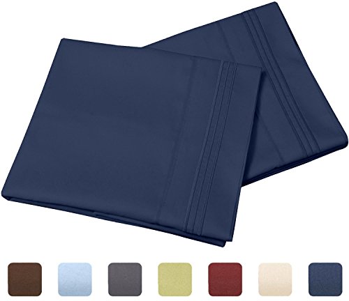 CGK Unlimited Navy Blue Pillow Cases - King Size Set of 2 - Soft and Comfortable - Fits 20x40 20x36 20x48 - Envelope Enclosure - Two Pack - Pillow Cover Insert