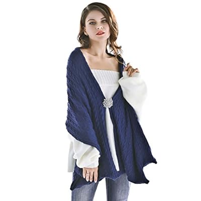Aukmla Women's Knitted Scarf Pashminas Shawls and scarves Poncho with Brooch Aukmla Women's Knitted Scarf Pashminas Shawls and scarves Poncho with Brooch