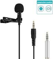 GHB Lavalier Microphone Mini Lapel Microphone Hands Free Omnidirectional Condenser 3.5mm for Iphone/Ipad/Ipod Touch/Samsung/Android/Windows Smartphones