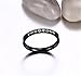 Womens Black Fashion Jewelry 3mm Stainless Steel Thin Wedding Ring CZ Zircon Engagement Promise Band