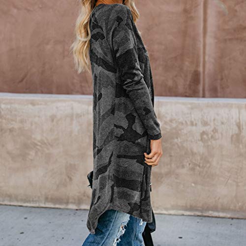 TIFENNY Women's Going Out Cardigans Ladies Lightweight Long Cardigan Camouflage Outwear Long Sleeve Coats Tops - Thumbnail 5