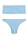 HAHASOLE Womens Ribbed Bandeau 2 Way Wear Two Pieces Bikini Set Sexy Strapless Swimsuit (Blue, XL)