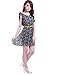 Allegra K Women Stretchy Self Tie Bowknot Shoulder Flower Print V-Neck Dress