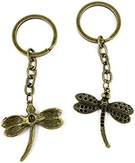100 Pieces Ancient Bronze Keychain Keyring Key Chain Ring Charms Jewelry Making Handmade Q3VC1 Dragonfly