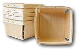 Quart Square Vented Wooden Berry Baskets - Set of 6