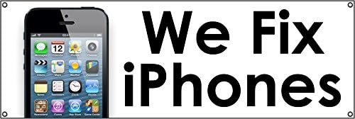 2' X 4' We Fix Iphones Banner 13oz Vinyl Full Color Banner Hemmed & Grommets Indoor / Outdoor