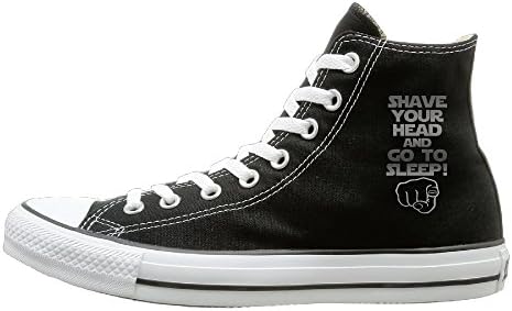 MAMAMU Shave Your Head And Go To Sleep Unisex Flat Canvas Not Lace-up High Top Sneaker 41 Black