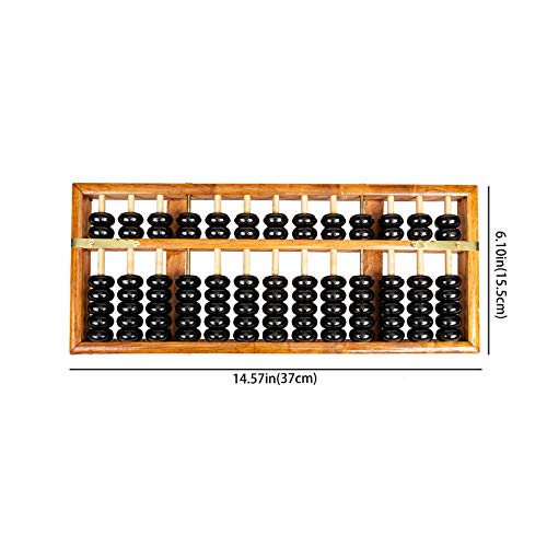 Asian Home Vintage-Style 13 Column Rods Wooden Abacus Professional Soroban Chinese Japanese Calculator Counting Tool (Large) - 14.5" x 6"