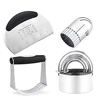 Dough Cutter Pastry Blender Biscuit Cutter Set,Yillsen Stainless Steel Pastry Scraper,Professional Heavy Duty Baking Dough Tools for Home Kitchen