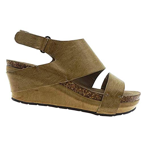 Alimao Retro Platform Sandals for Women Round Toe Platform Strap Flat Heel Buckle Leopard Sandals Womens Strap Gladiator Sandals - Thumbnail 2