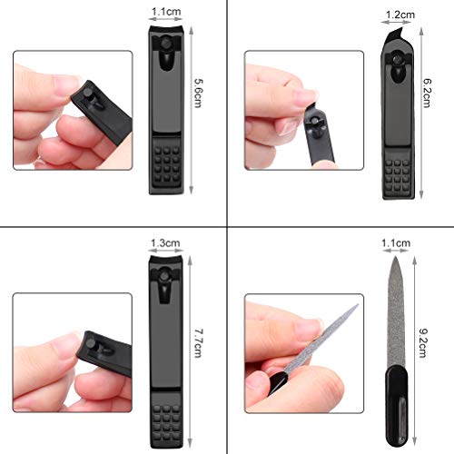 Manicure Pedicure Set Nail Clippers 17 Piece Stainless Steel Nail Kit & Professional Grooming Kit with Black Leather Travel Case - Thumbnail 3